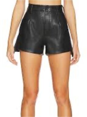 Black Faux Leather High-Rise Shorts
